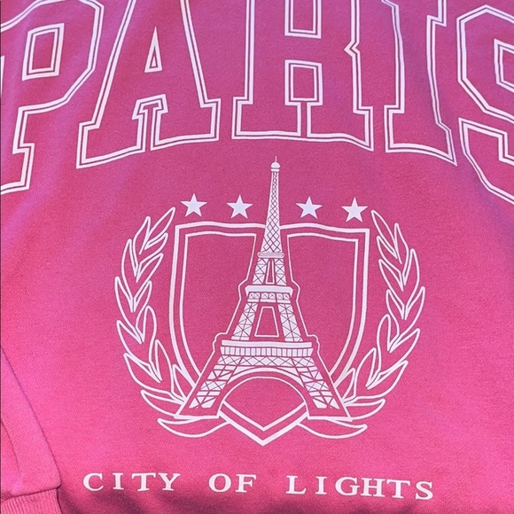 No Boundaries Pink Paris Sweatshirt large - Picture 2 of 5